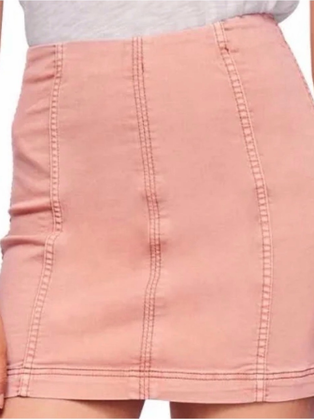 Free People Blush Pink Seam-Panel Mini Skirt